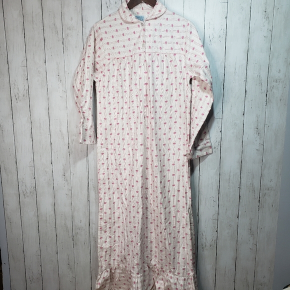 Vintage New! Deadstock Sheila Anne Floral Flannel Nightgown Medium Cottagecore - Picture 1 of 7